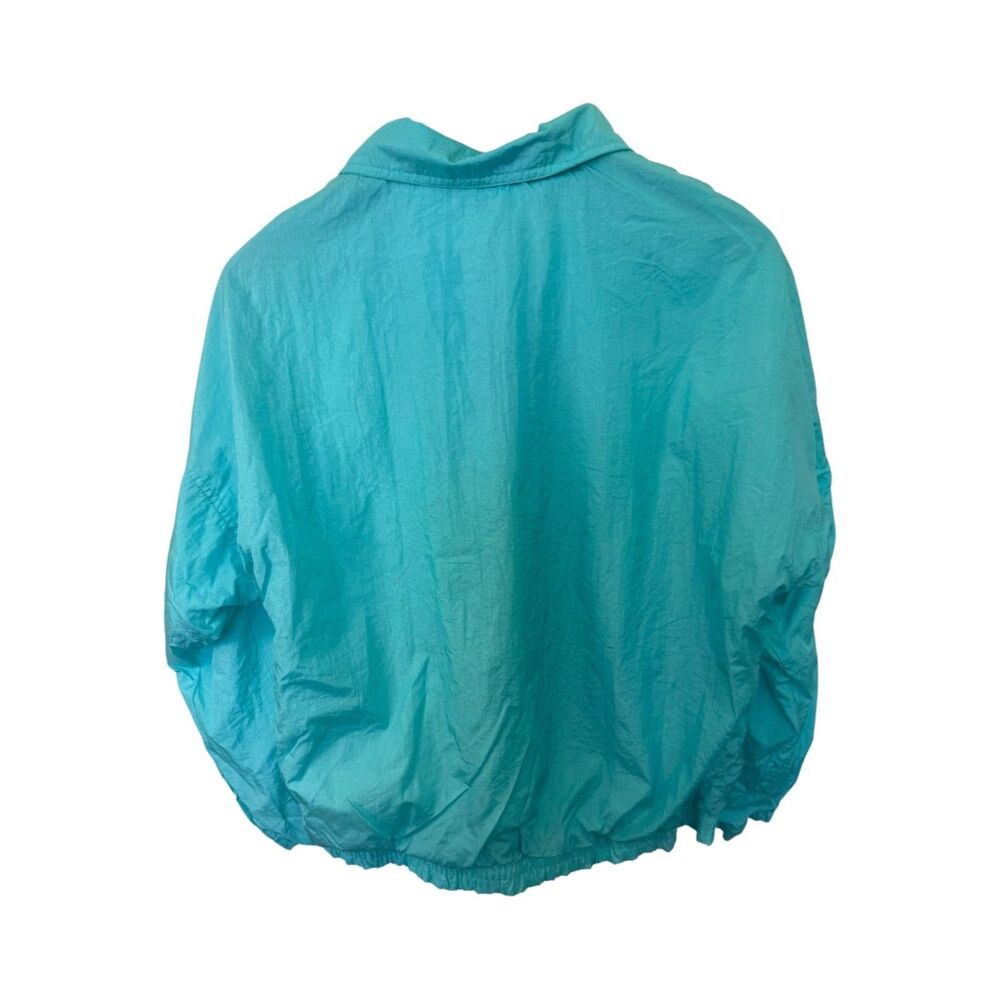 Vintage 80s 90s Blair Teal Nylon Windbreaker Jacket Lightweight Bomber Size Med - Picture 2 of 6